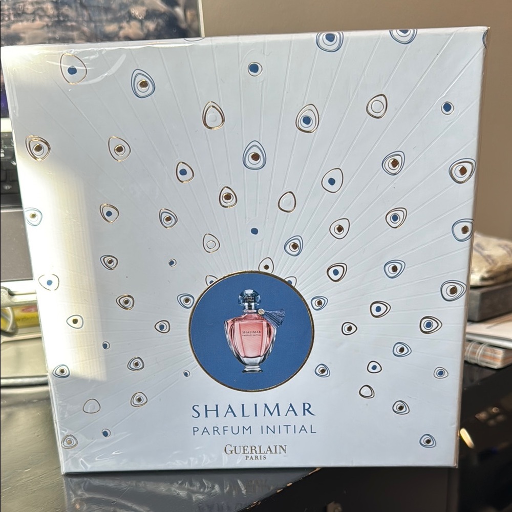 Guerlain Shalimar Parfum Initial with Blue and Gold Design